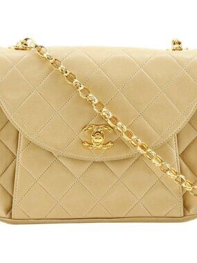 CHANEL ChainShoulder Shoulder Bag Matelasse beige lambskin Women